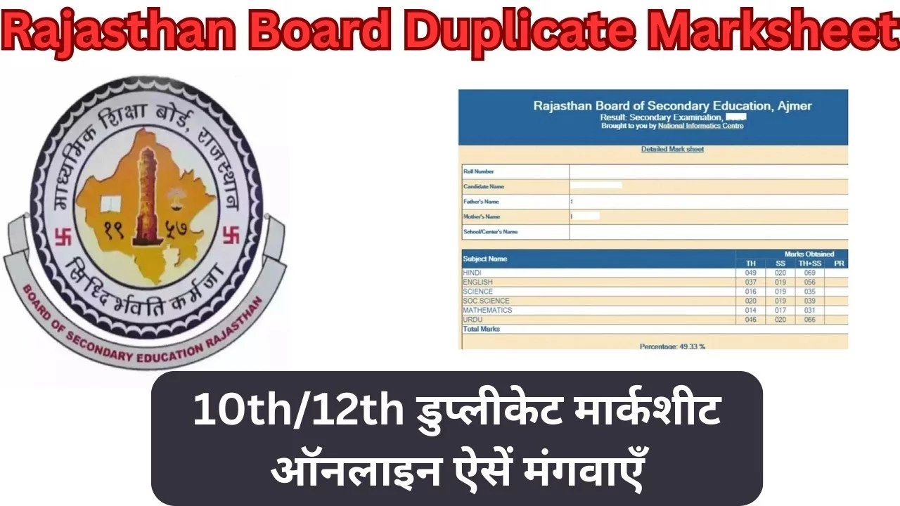 RBSE Duplicate Marksheet